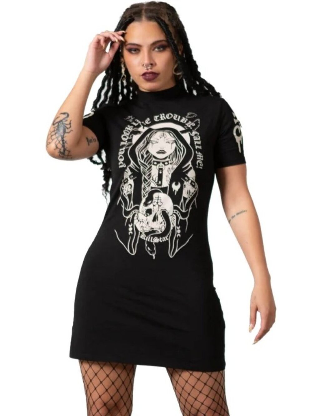 Killstar ✦ Trouble Mini Dress ✦ Graphic Print Cotton Comfy Short Sleeve S NWT - Picture 6 of 9